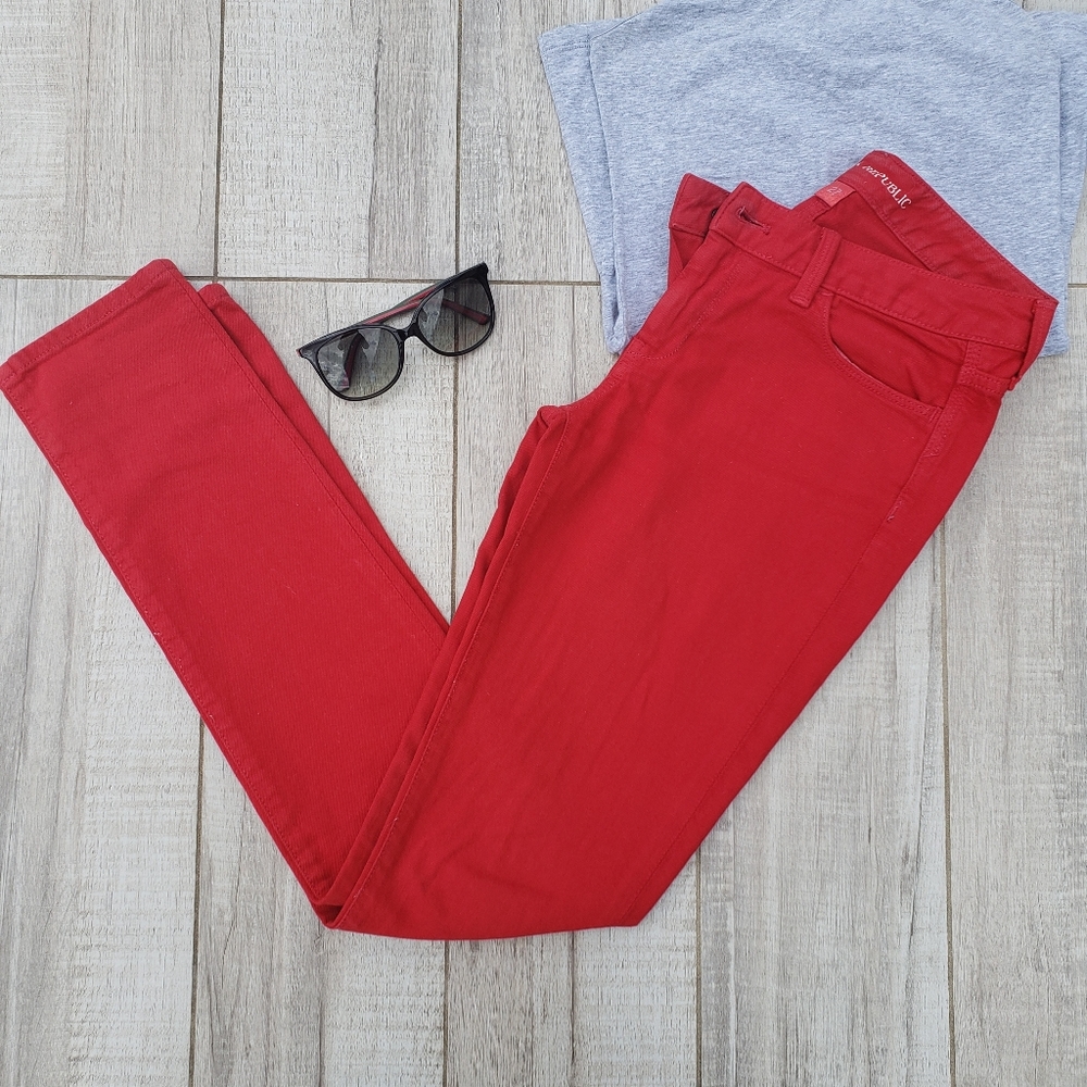 Banana Republic Red Skinny Jeans Denim Size 27